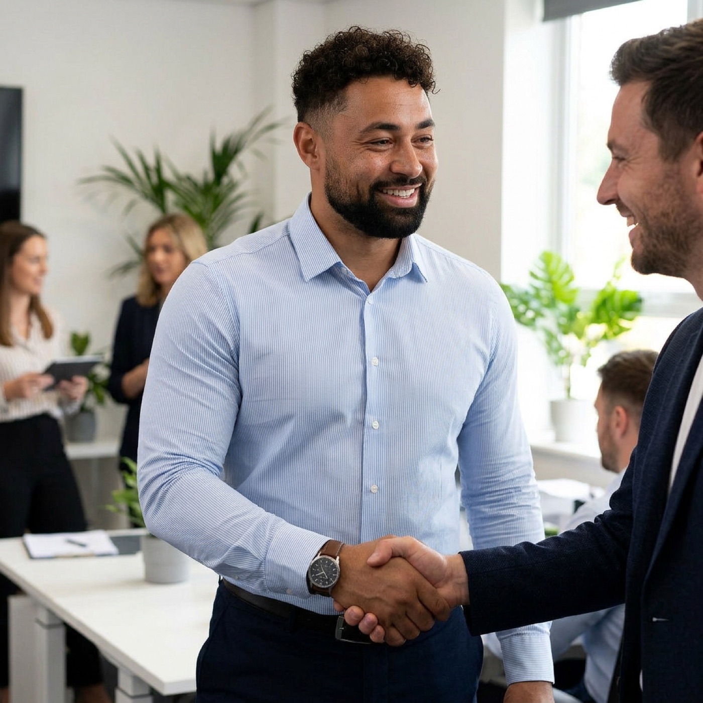 Adrian Dula im Gespräch mit einem Kunden, persönliche Beratung als KI-SEO Agentur