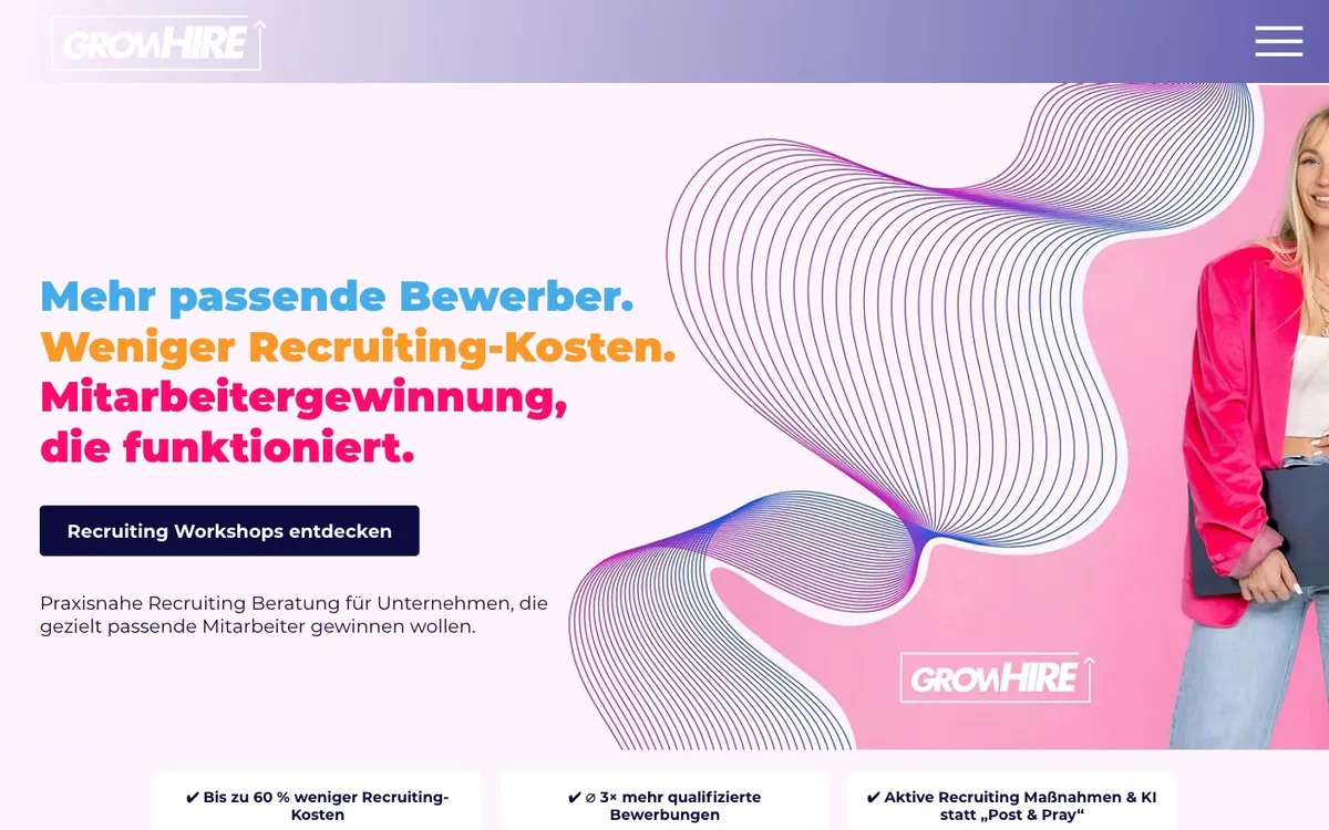 Website-Screenshot: GrowHire, Mitarbeitergewinnung und Recruiting